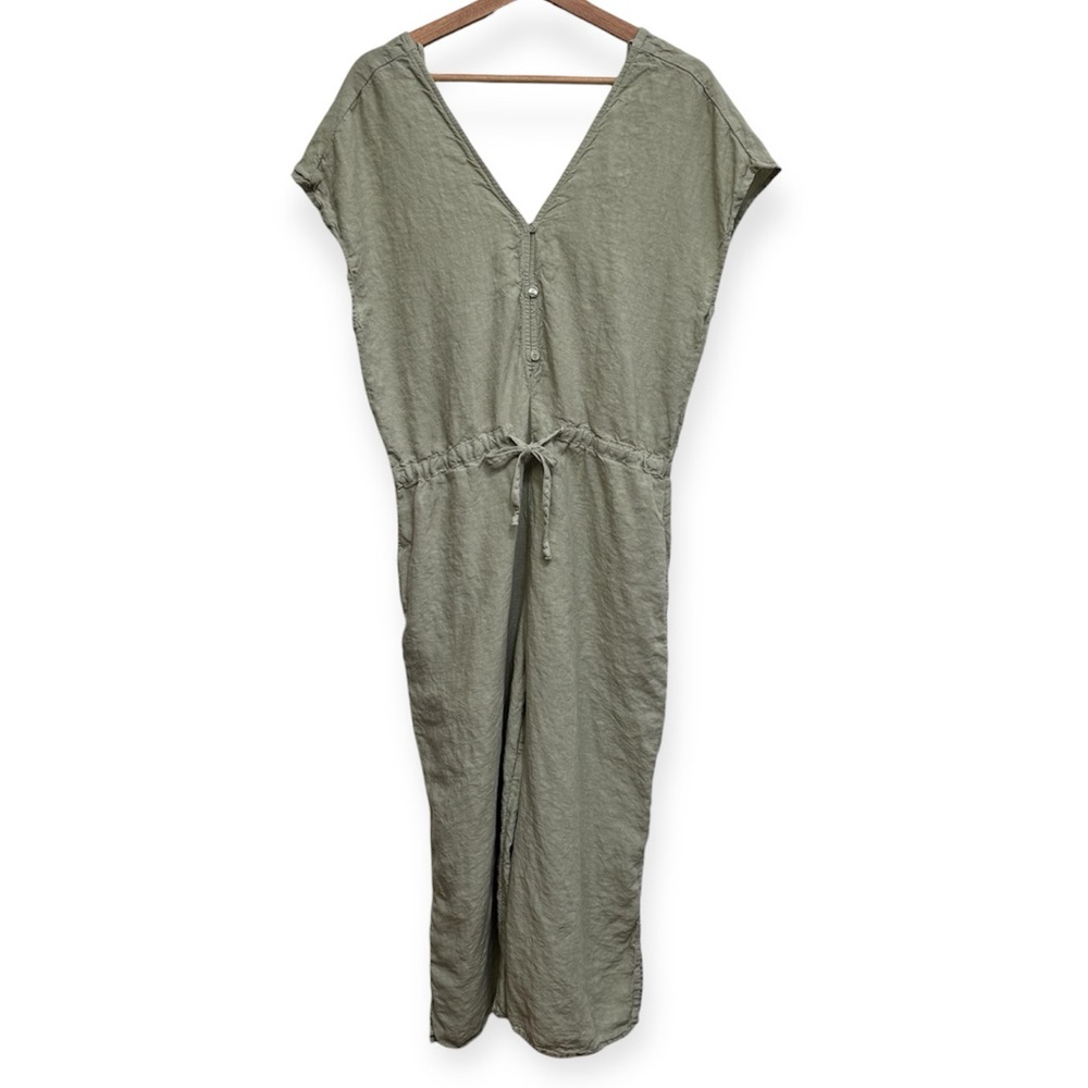Cloth & Stone 100% Linen V-Neck Wide Leg Jumpsuit